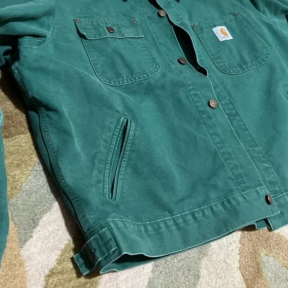 Carhartt Unlined Chore Jacket CU1058 XL CACTUS GREEN, GRAIL/VTG/MINT